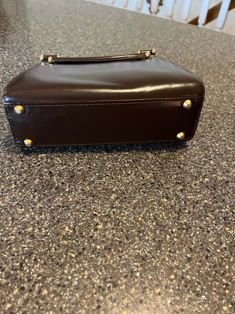 Vintage Lefcort Top-Handle Bag in Dark Brown with Gold Hardware - Picture 5 of 8